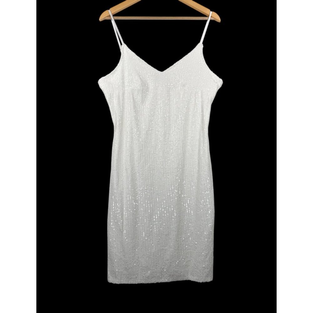 Marina All Sequin white‎ slip dress 90s Y2K cocktail sz 10
